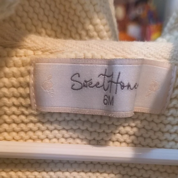 Sweet Honey Cream Knit Infant Cardigan Sz 6mn In Like New Condition. - Picture 2 of 5